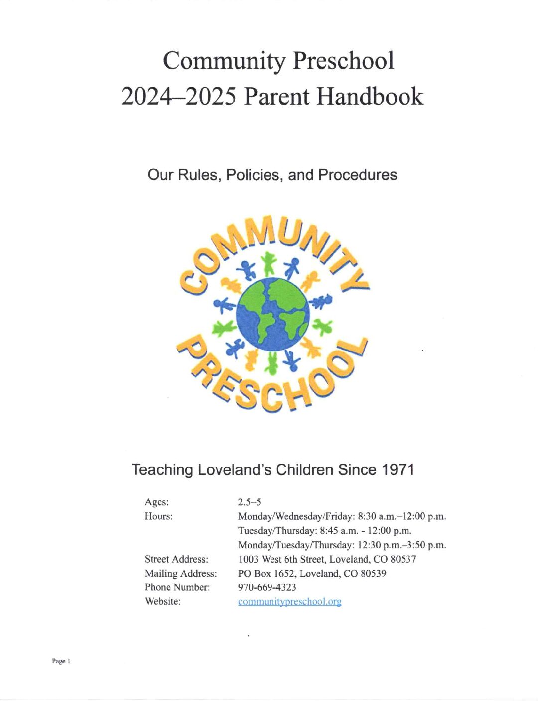 Handbook Community Preschool